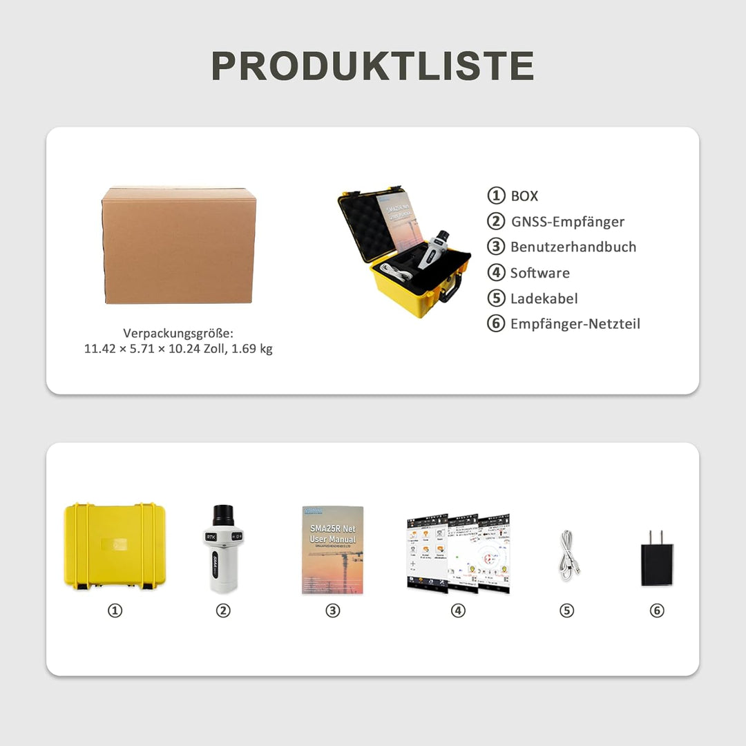 SMA25R Net GNSS RTK Survey System, Handheld High Precision Positioning Receiver with Software, CORS