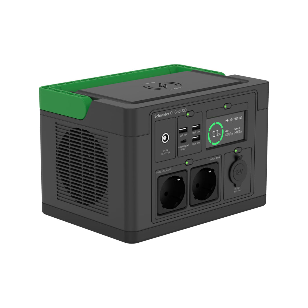Schneider OffGrid Portable Power Station 300W, 332Wh Leichtgewichtiger Solar Generator mit 2 AC Stec