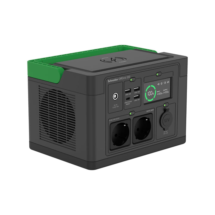 Schneider OffGrid Portable Power Station 300W, 332Wh Leichtgewichtiger Solar Generator mit 2 AC Stec