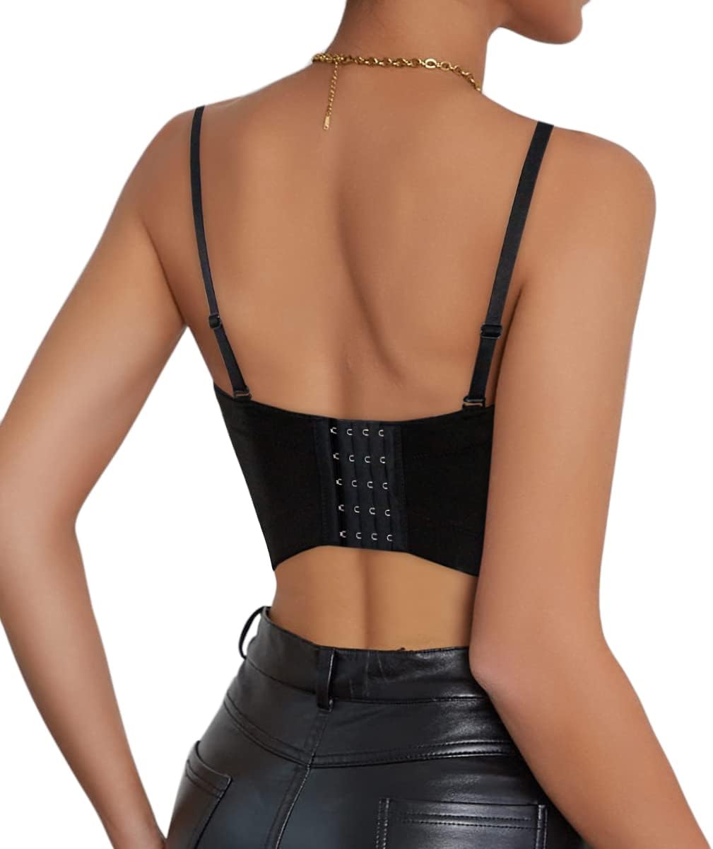 Naimo Damen Sexy Strass Bustier Push Up Crop Top Korsett BH Glitzer Kristall Tank Top Cami Weste Par