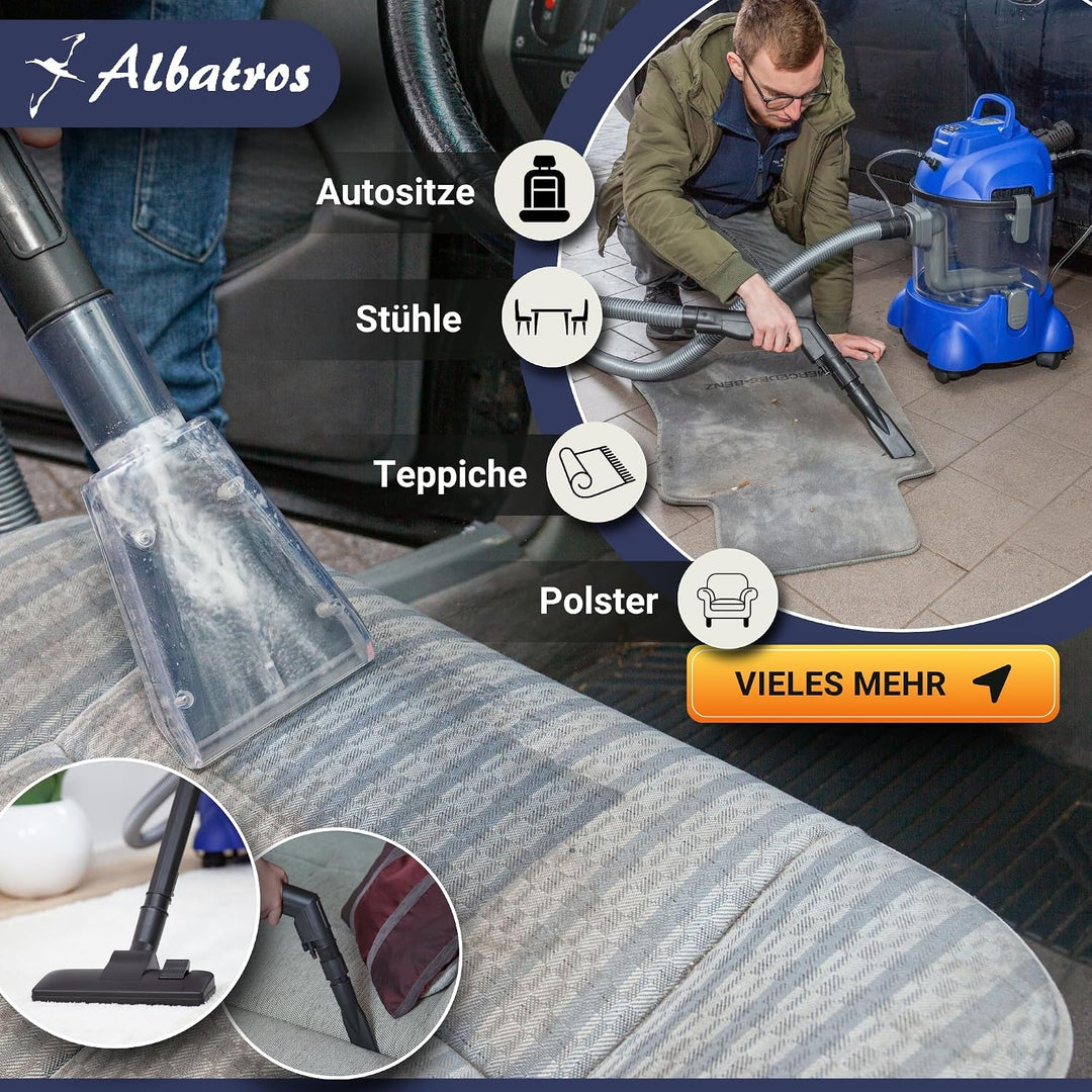 ALBATROS Hydro 7500 Waschsauger – XXL Polsterreiniger Teppichreiniger Nasssauger – 1200 Watt, 20l Vo