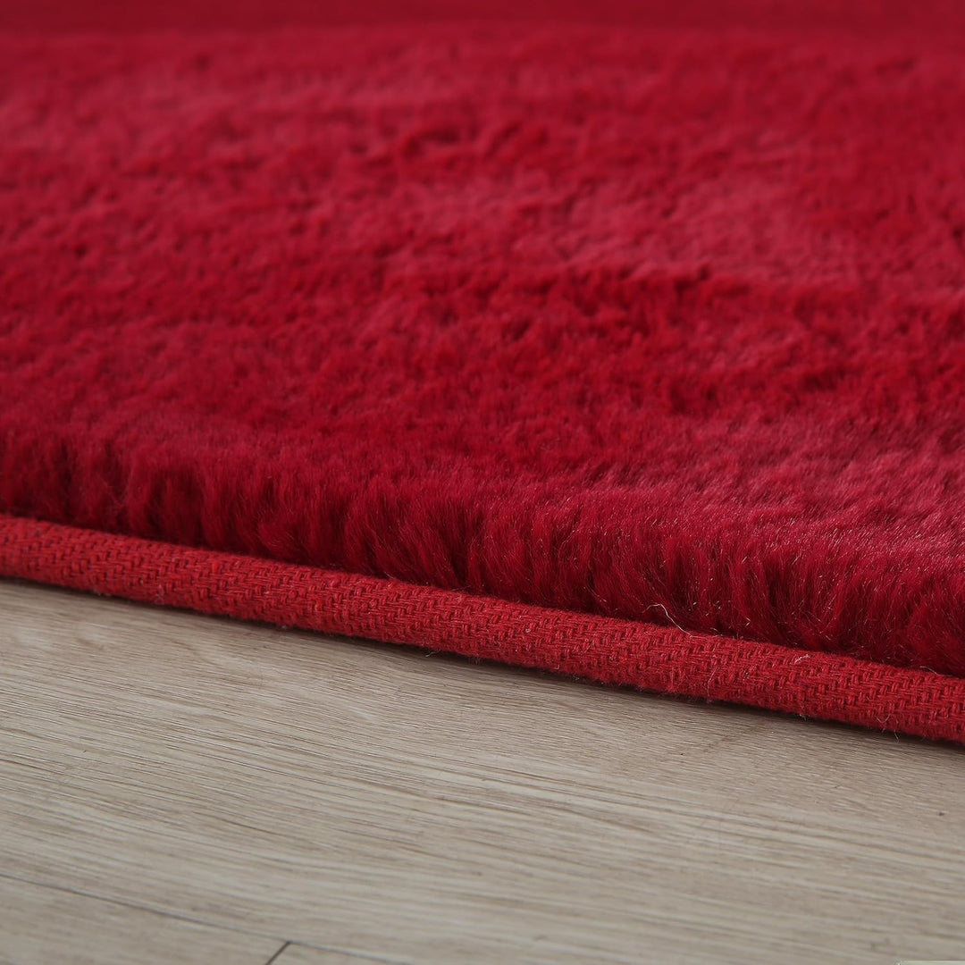 Weicher Hochflor Teppich Wohnzimmer Waschbarer Teppich im modernen Stil Unicolor &amp; Einfarbig Läufer