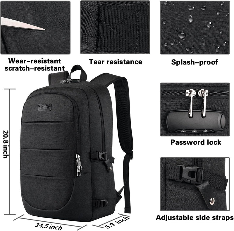 AMBOR Laptop Rucksack Herren mit Passwort Lock Rucksack Damen Anti-Diebstahl Rucksack für 18,4 Zoll