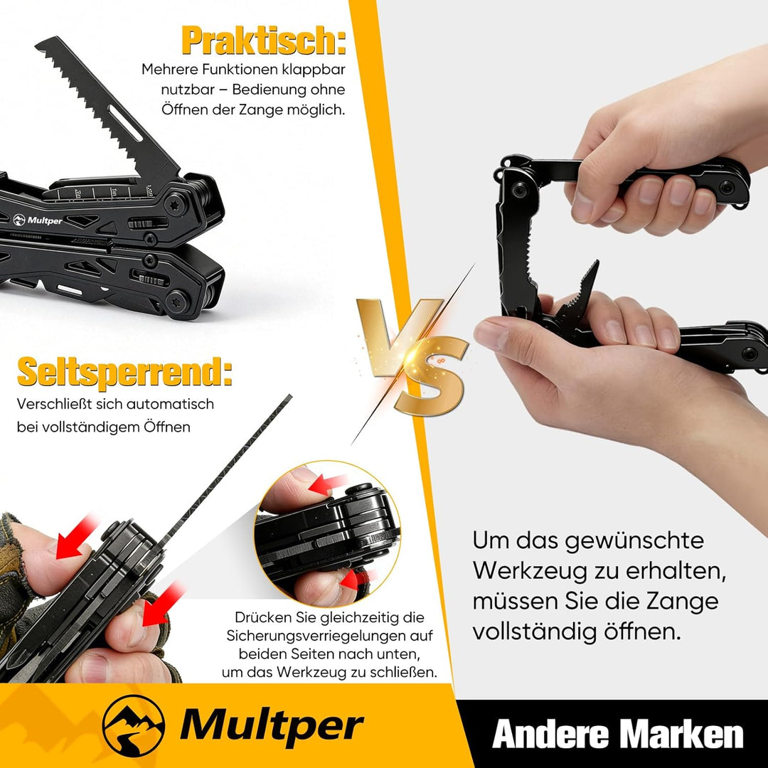 Geschenke für Männer, 26-in-1 EDC Multitool Werkzeug mit Taschenmesser, Spitzzange, Drahtschneider,