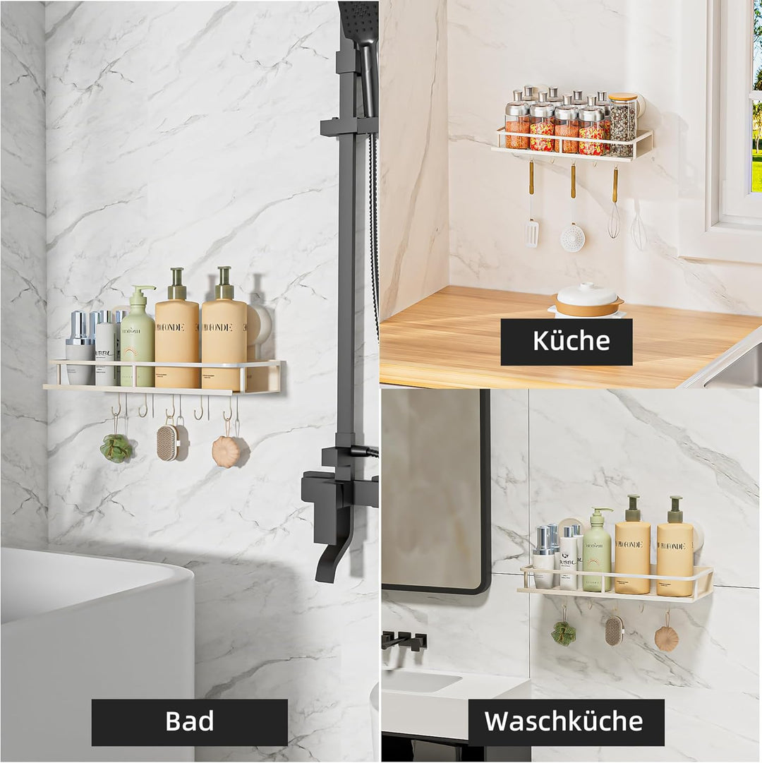 Saugnapf Ohne Bohren Duschablage,10kg Tragfähigkeit Badregal für Shampoo Conditioner,Abnehmbare und