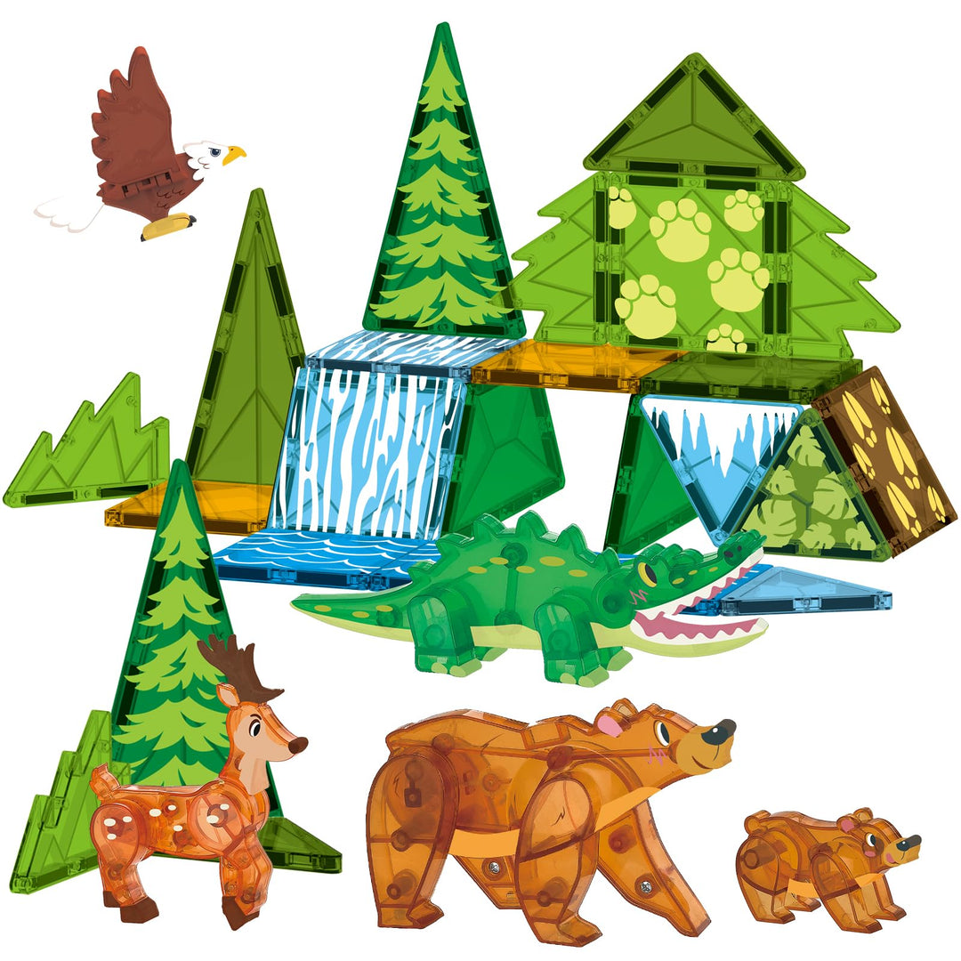Oriate Magnetspiel Jungle Animal Magnetische Bausteine, Magnetspiel Tiere Magnetbausteine Kinder, Mo