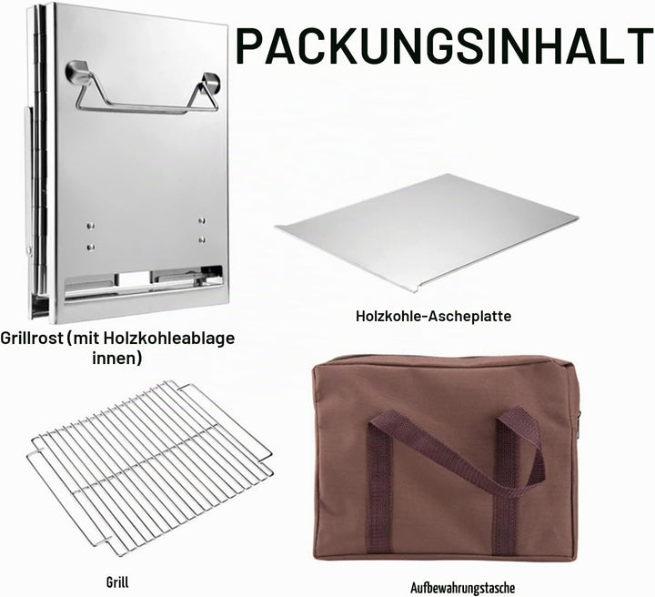 Lixada Camping-Pfanne aus Edelstahl, zusammenklappbar, Holzofen, Mini-Grill, mit Transporttasche, fü