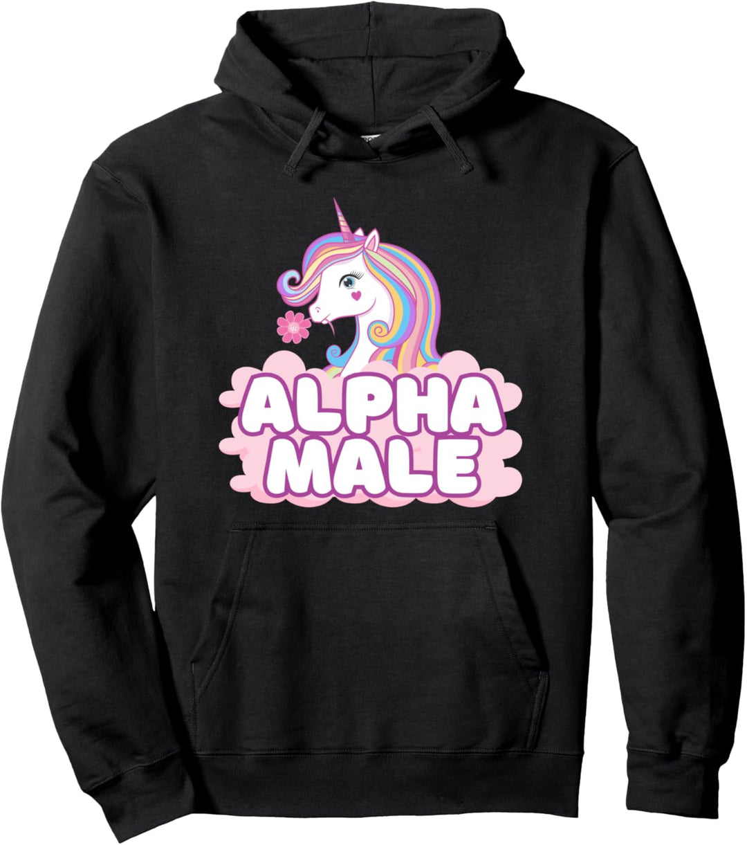 Männliches Einhorn Regenbogen Alpha Pride LGBT lustig Pullover Hoodie