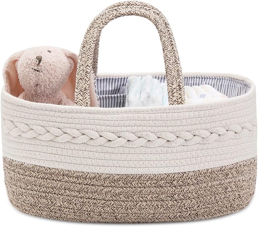 JiA QAQ Baby-Wickeltasche, tragbar, Baumwollseil, gewebte Wickeltasche, Aufbewahrungskorb für Kinder