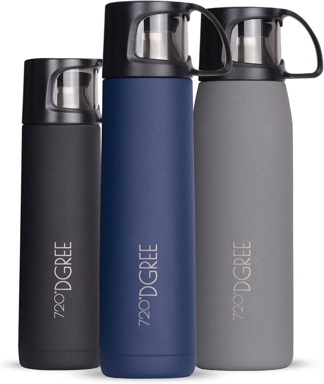 720°DGREE Thermoskanne mit Becher “Follow” - 450ml, 700ml, 1l - Auslaufsicher, BPA-Frei - Edelstahl