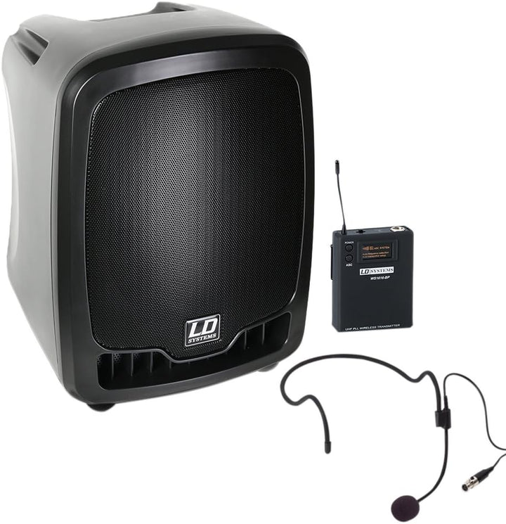 LD Systems Roadboy 65 HS - Mobiler PA Lautsprecher mit Headset Mikrofon und Taschensender Headset 86
