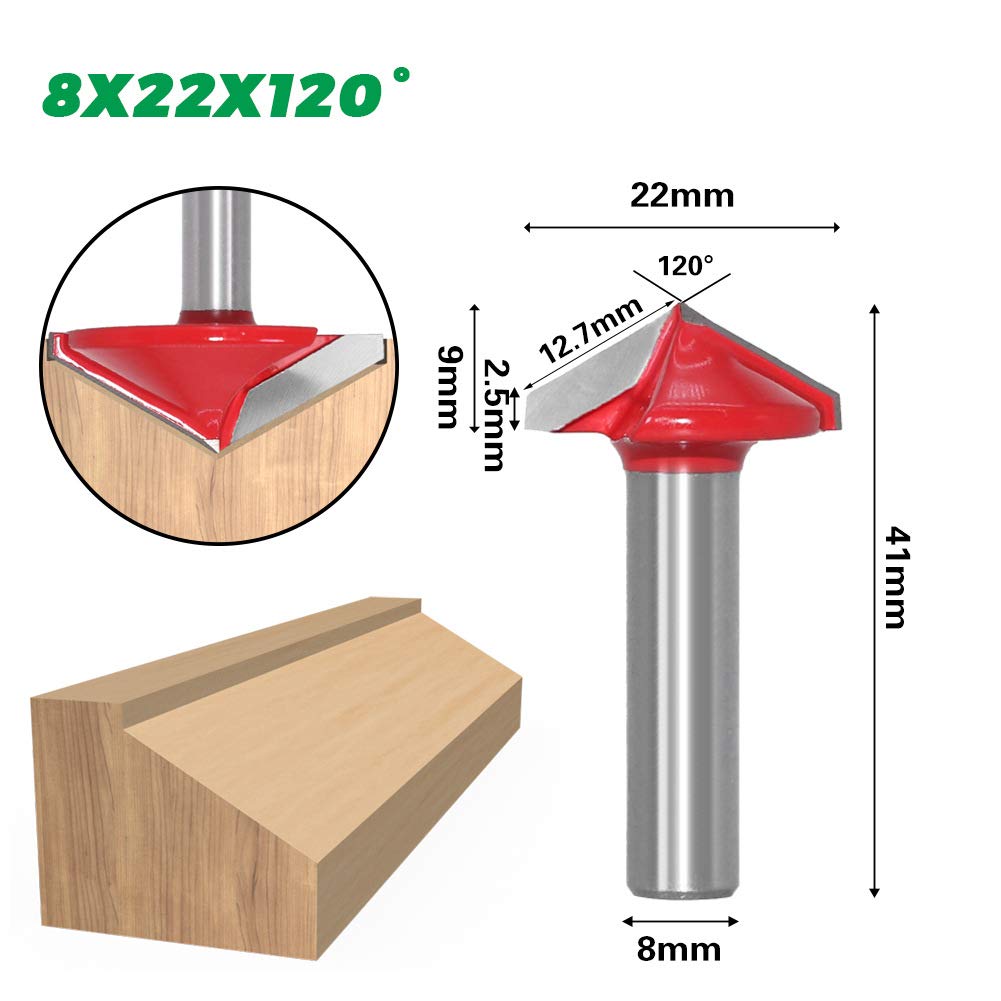 BIGP 6 Stück 8mm Schaft 3D CNC V-nut Formfräsen Holzschneider Fräser Set 60° 90° 120° V Groove Route
