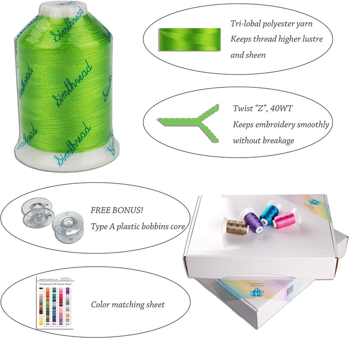 Simthread 120 Farben Polyester Maschinen Stickgarn - 1000 Meter, für Babylock/Janome/Singer/W 6N Sti