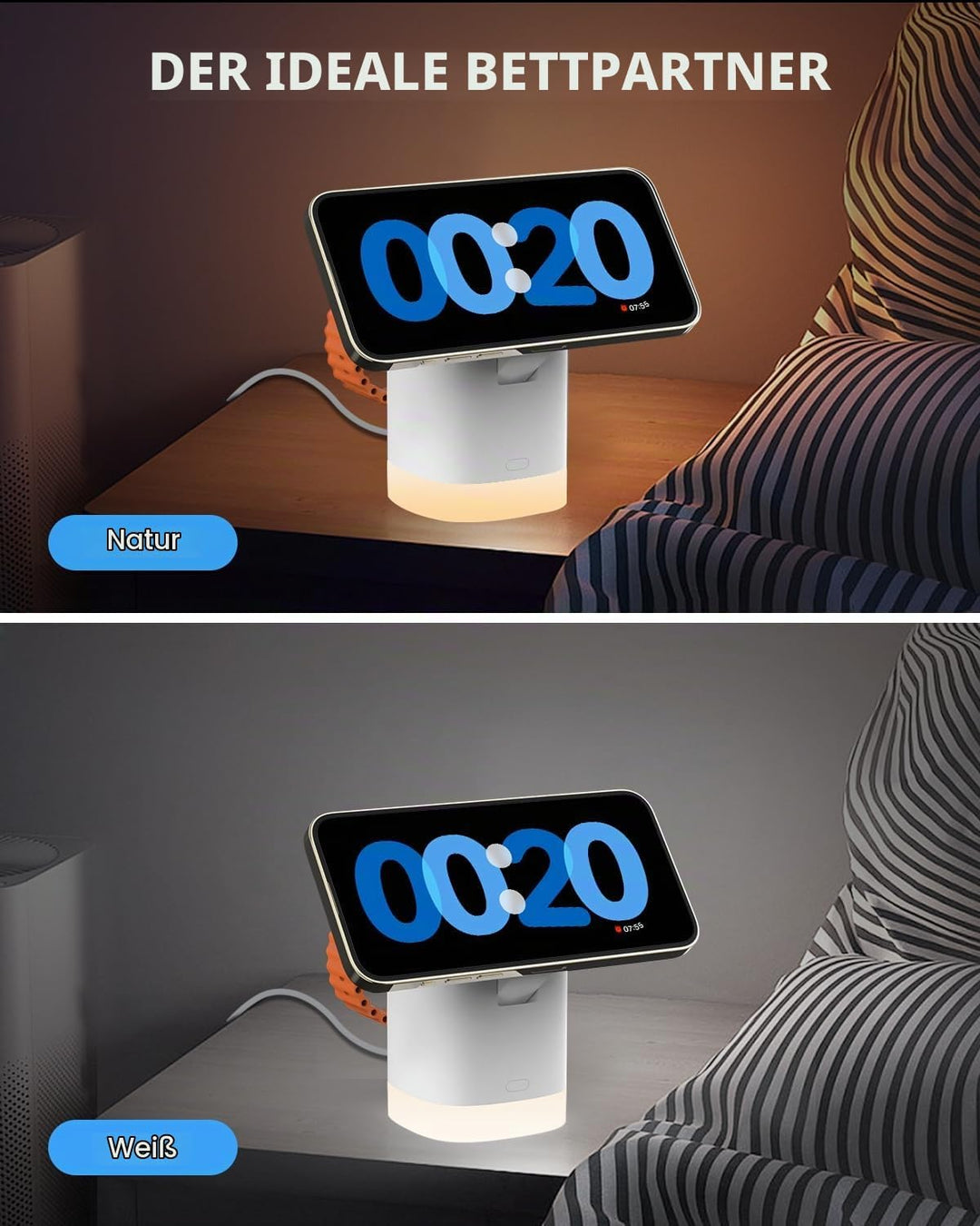 JoyGeek Ladegerät mit 4 RBG Nachtlicht, Faltbar 3 in 1 Kabellose Ladestation für iPhone Air/17/16/15