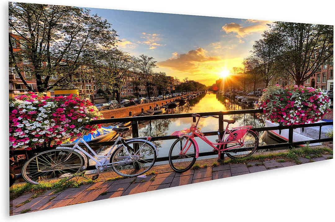 islandburner Bild auf Leinwand Schöner Sonnenaufgang Über Amsterdam In Den Niederlanden Mit Blumen U