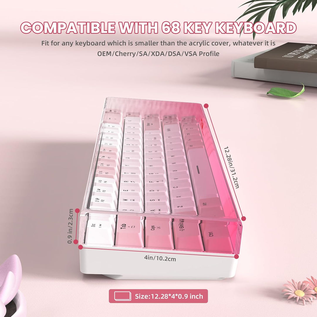 MAMBASNAKE Premium Acrylic 68-Key Keyboard Cover Dust Cover Waterproof Anti-Knock Clear Keyboard Cov