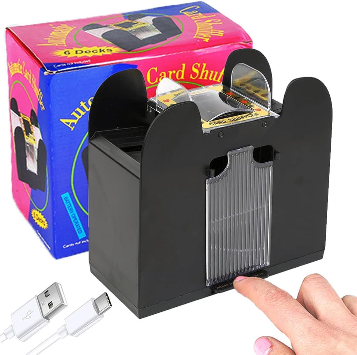 Automatischer Kartenmischer für 6 Decks - USB-C & Batteriebetrieb, Elektrischer Kartenschlucker für