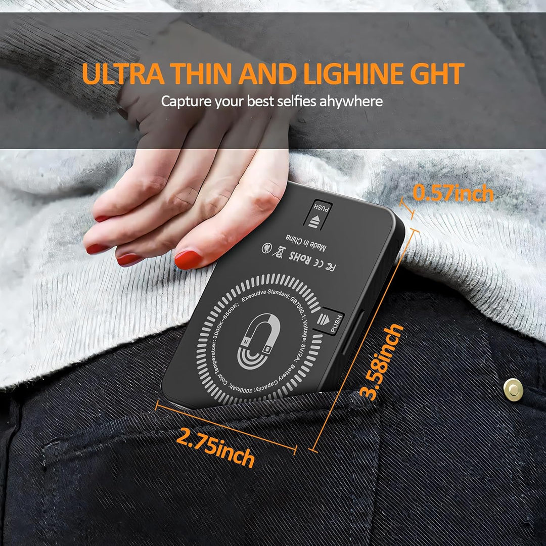 128LED Magnetisches Selfie Licht, 3000K-6500K 3 Lichtmodi Handylicht mit, 2000mAh Akku Videolicht mi