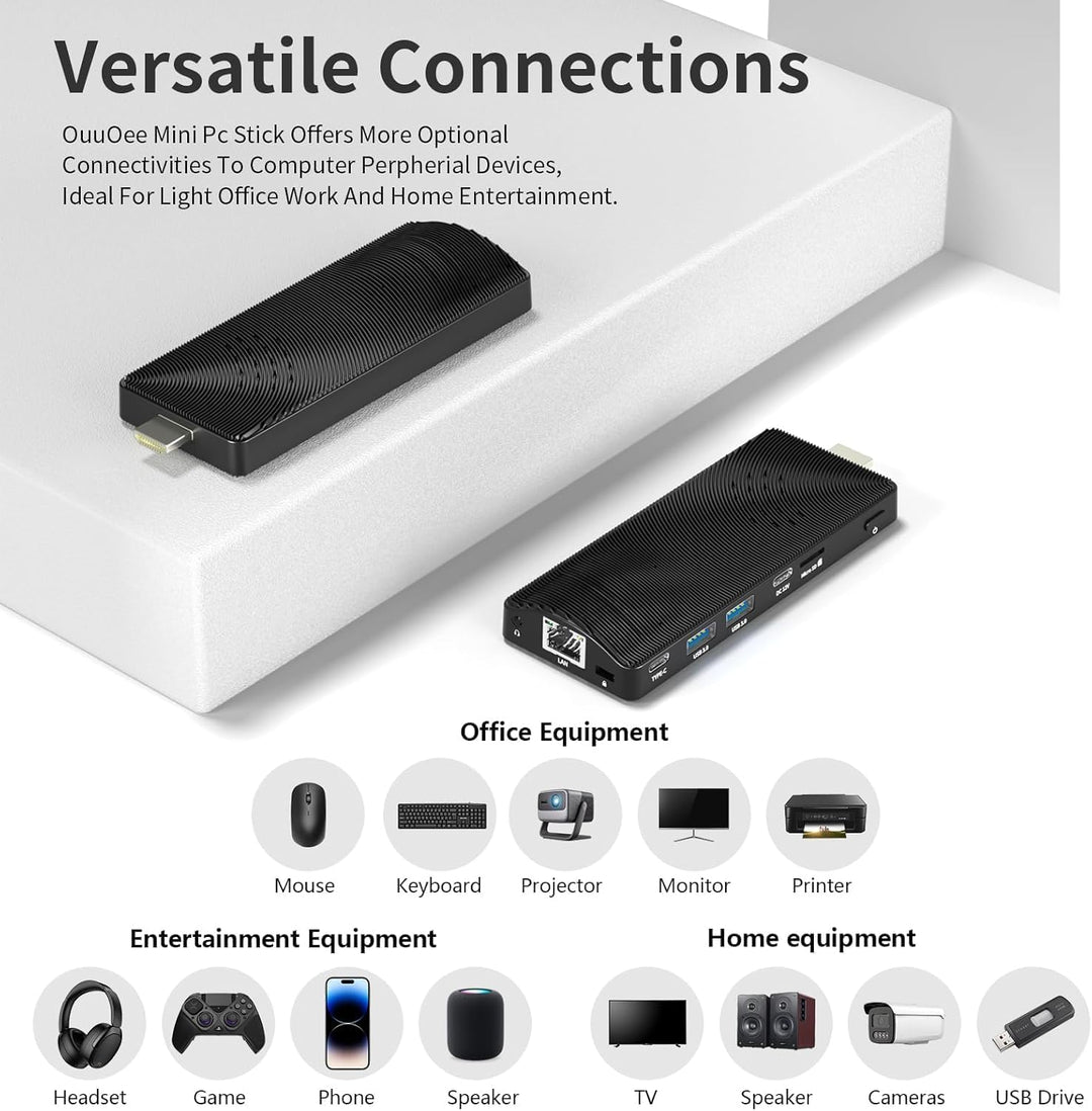 Mini PC Stick Fanless mit Celeron J4105, 8GB RAM, 128GB SSD, 4K 60Hz HDMI, USB 3.0, Gigabit LAN, Wi-