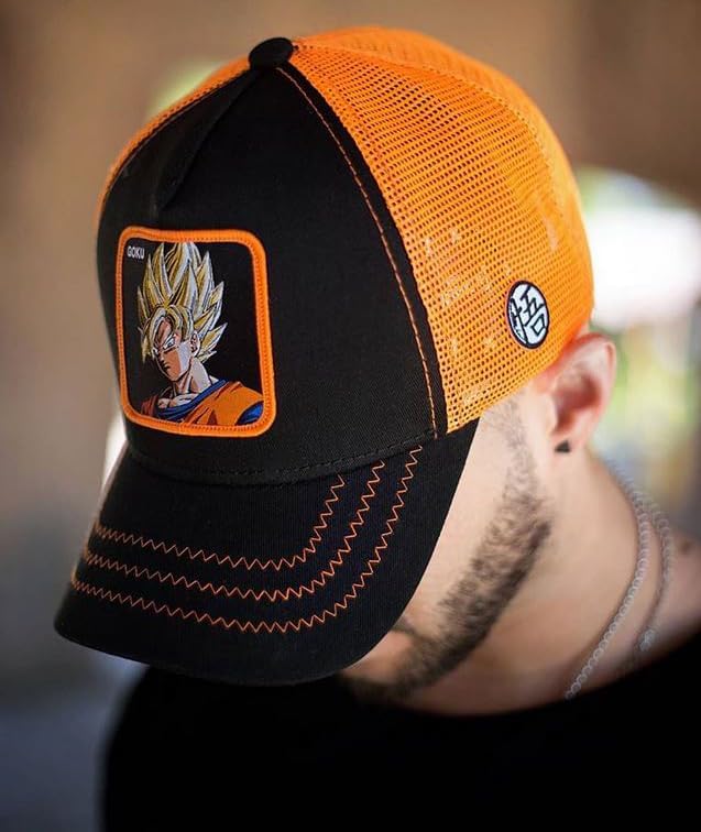 Tracker Kappe Herren Dragon Ball Z, Cap Herren, Goku Saiyajin, Langlebig, Schwarz, Einheitsgrösse