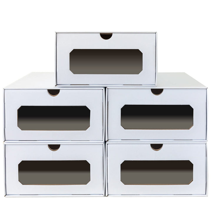 5 x PresentFill® Aufbewahrungsbox Weiss Schuhbox Schuhkiste Schuhschachtel Schuhkarton Ordnungsboxen