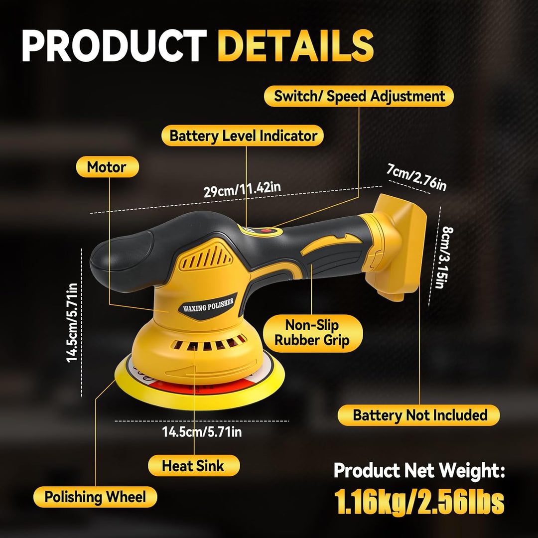 Kabelloser Autopufferpolierer Kompatibel mit DEWALT 20V Batterie, 8 variable Geschwindigkeiten Autop