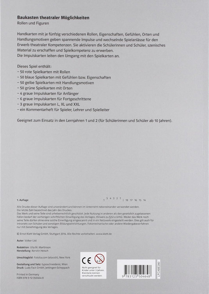 Klett Ernst /Schulbuch Baukasten theateraler Möglichkeiten: 8. bis 10. Schuljahr. Spiel, Spiel
