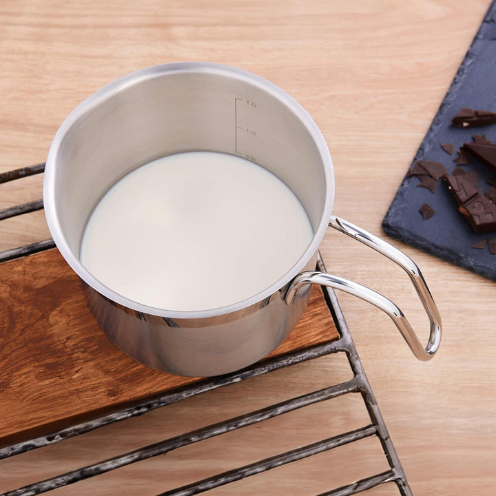 GRÄWE Kochtopf, 1,5 ml, Spülmaschinengeeignet, Topf für Induktion, klein, Edelstahl, Michtopf, Ø 14