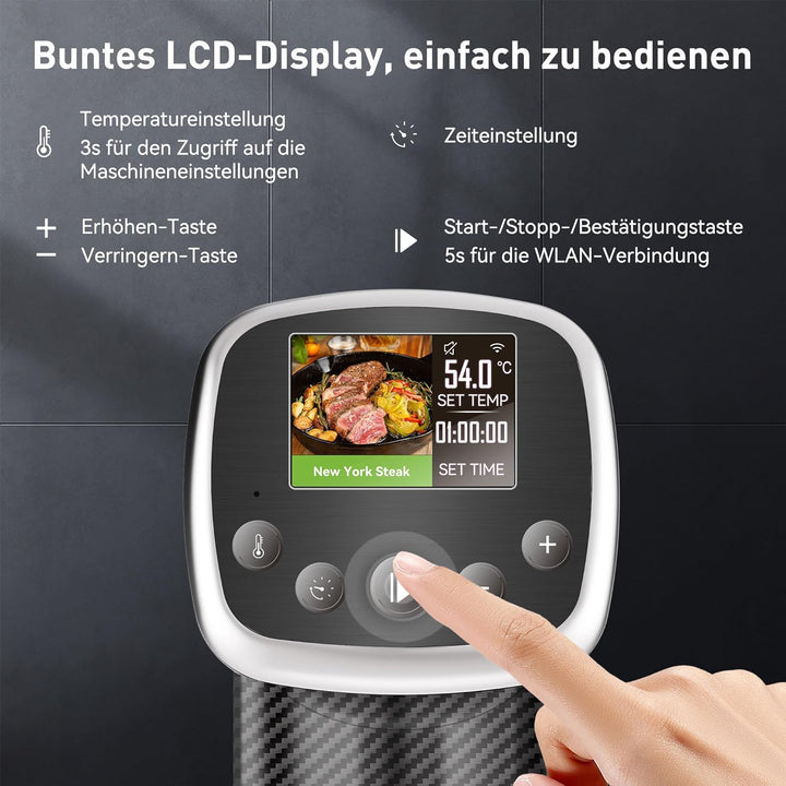 KitchenBoss Sous Vide Stick Garer：WiFi Präzisionskocher App-Steuerung Sous Vide Stab 1100W Zirkulati