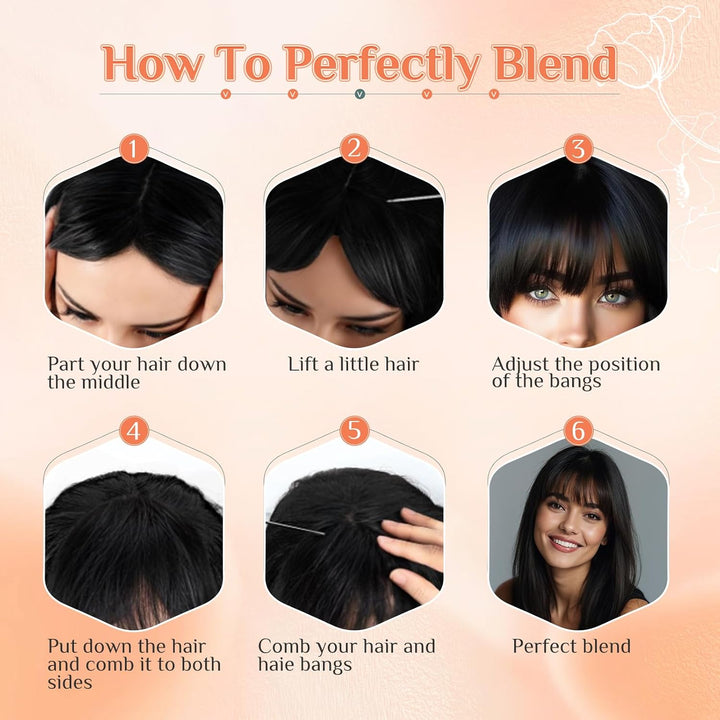 Benehair Clip in Pony Echthaar, 3D Air Pony Echthaar, 20g Clip in Bangs Echt Haar Front Fringe, Natü