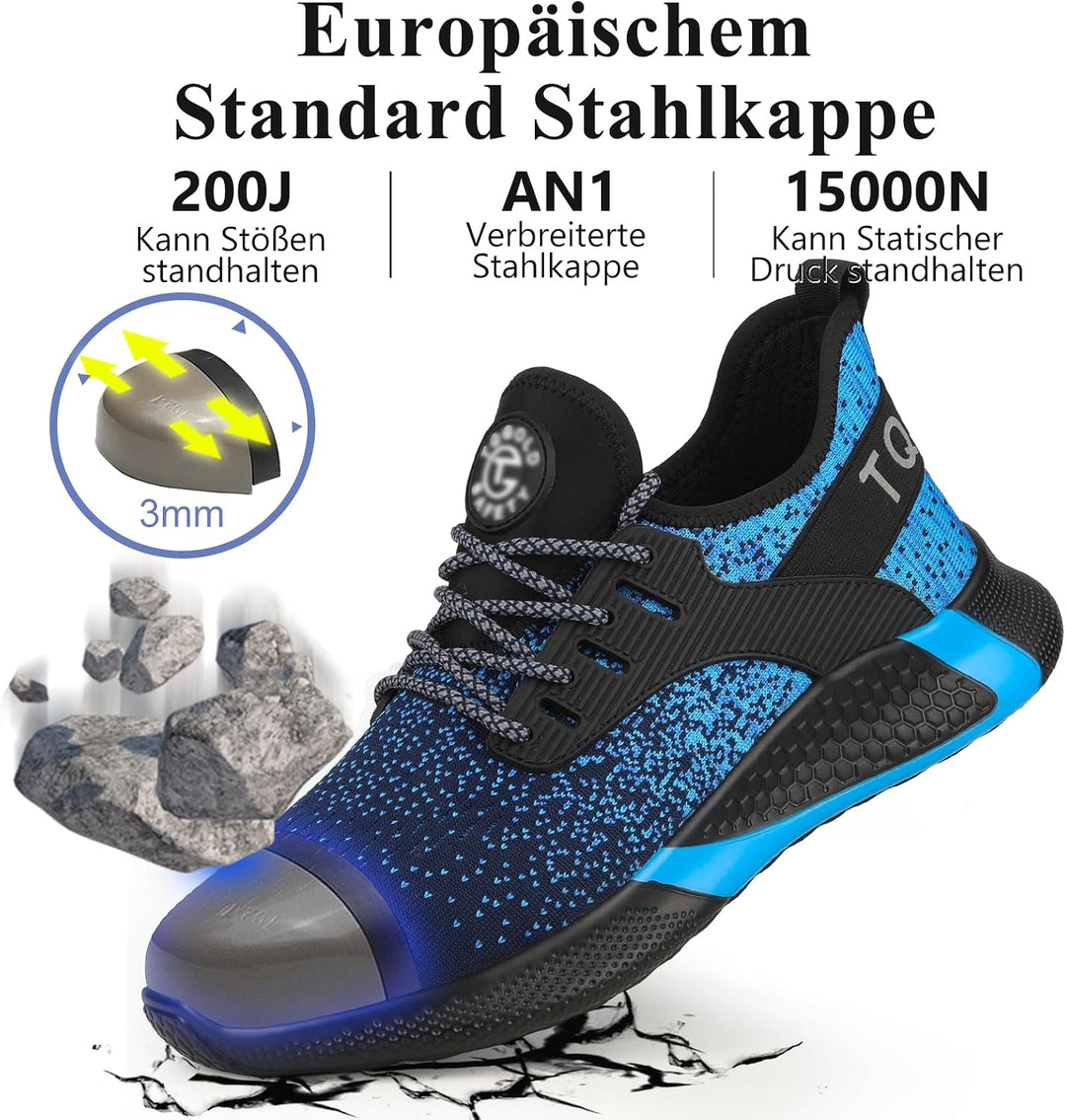AONETIGER Sicherheitsschuhe Herren Damen Leicht Arbeitsschuhe Stahlkappe Sportlich Schutzschuhe Atmu