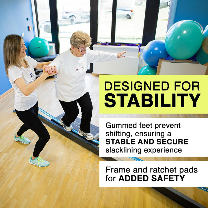 Gibbon Slacklines Slackrack Fitness Edition, grau/blau, Aufbaulängen: 2 oder 3 Meter, mit 2 Handgrif