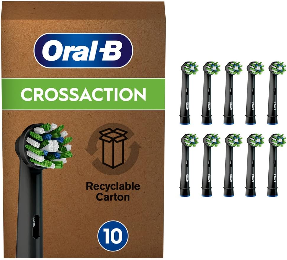 Oral-B CrossAction Aufsteckbürsten für elektrische Zahnbürste, 10 Stück, Mundreinigung mit CleanMaxi