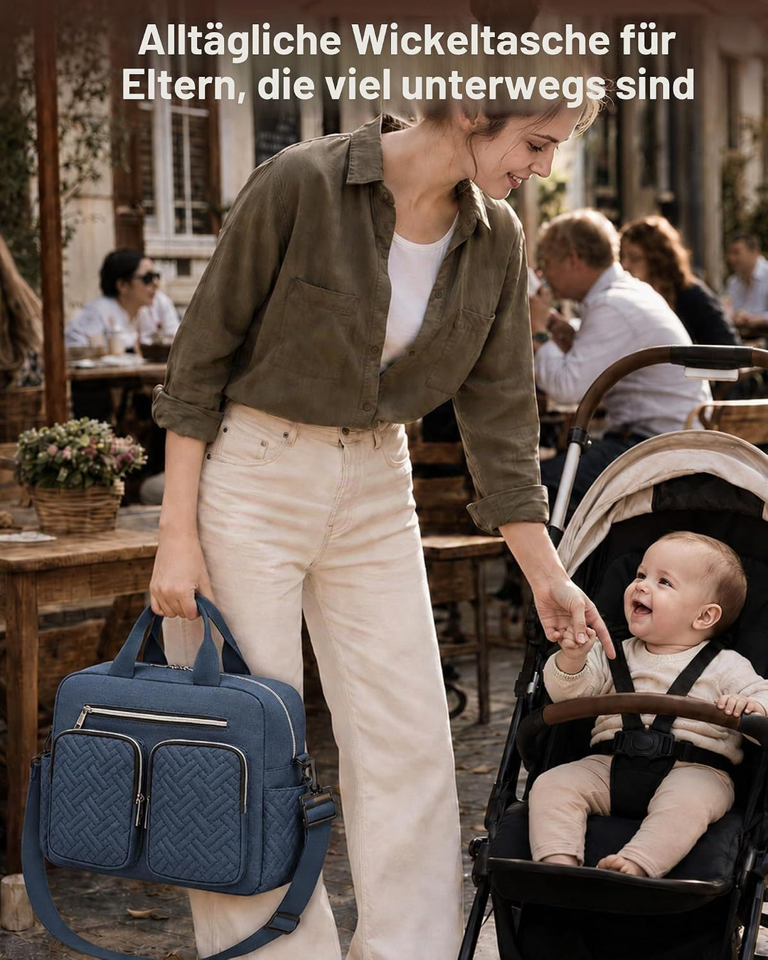 KONO Baby Wickeltasche Windeltasche zum Aufhängen am Kinderwagen, Grosse Reisetasche mit Isolierten