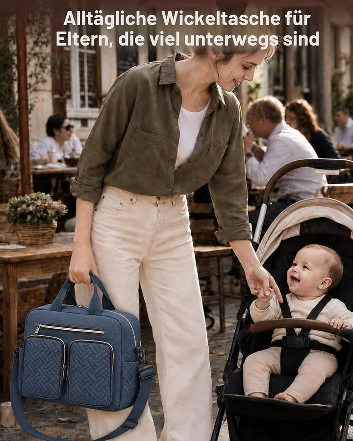 KONO Baby Wickeltasche Windeltasche zum Aufhängen am Kinderwagen, Grosse Reisetasche mit Isolierten