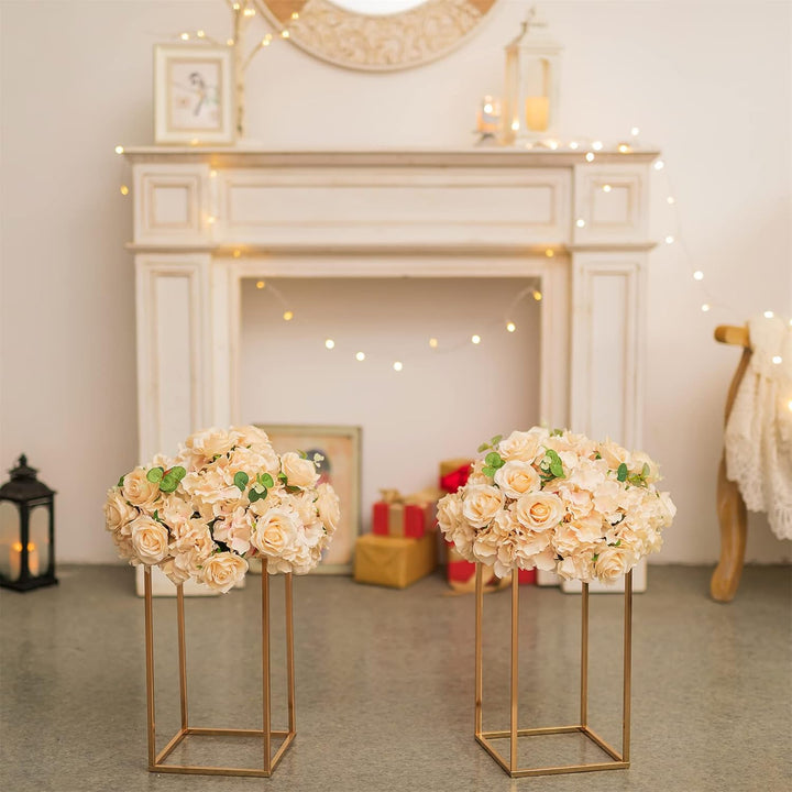 Sziqiqi 40cm Gold Rechteckige Vase mit Platte Hochzeit Mittelstücke für Tischdekoration – 10 Stück H