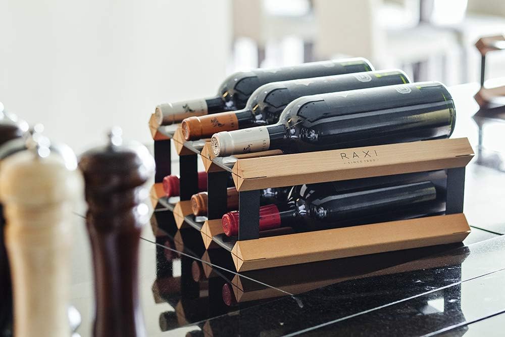 RAXI™ Classic Premium Weinregal aus Holz mit luxuriösem Design, Flaschenregal für 6 Wein Flaschen 32