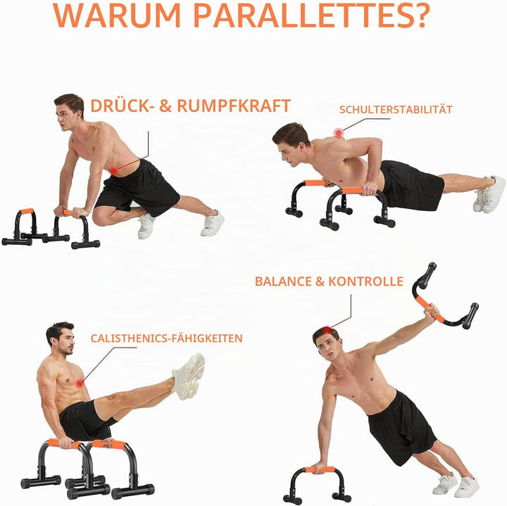 Rutschfeste Parallettes, Medium Handstand Barrenm aus Stahl, 42cm Griffe Calisthenics Equipment für