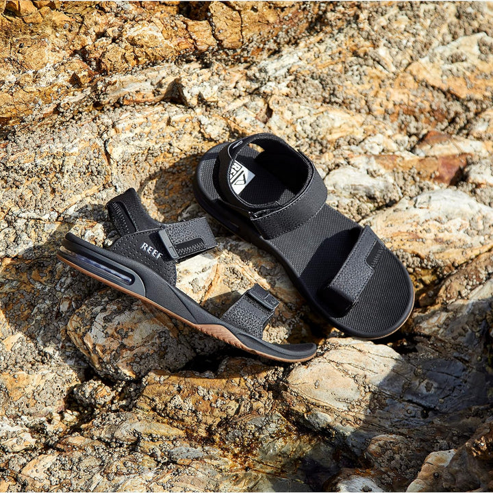 Reef Herren Fanning Flip-Flop 44 EU Black Silver, 44 EU Black Silver