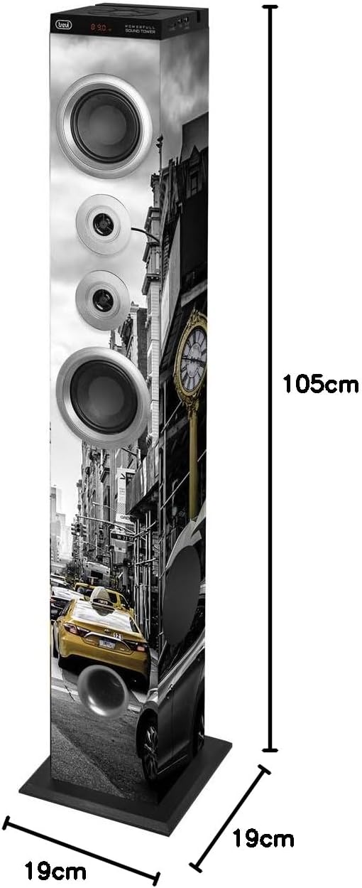 Trevi XT 104 BT Soundtower Turm-Lautsprecher, Bluetooth, MP3, USB, SD, AUX-In, Farbe NY Taxi, NY Tax