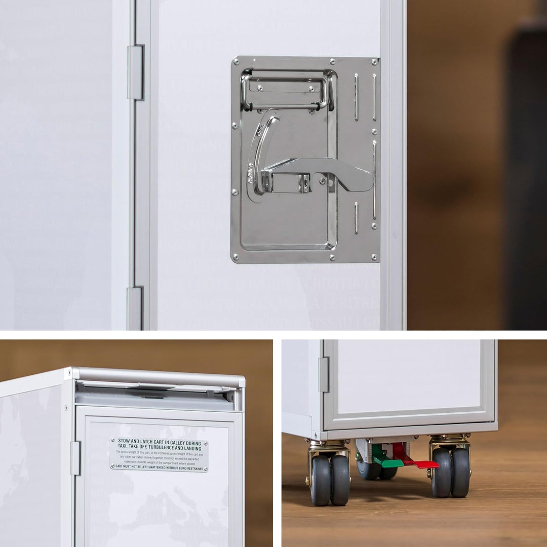 Airline Trolley Weltkarte, Küchenwagen mit Rollen, Büroschrank Metall, Industrial Möbel, Norm: Atlas