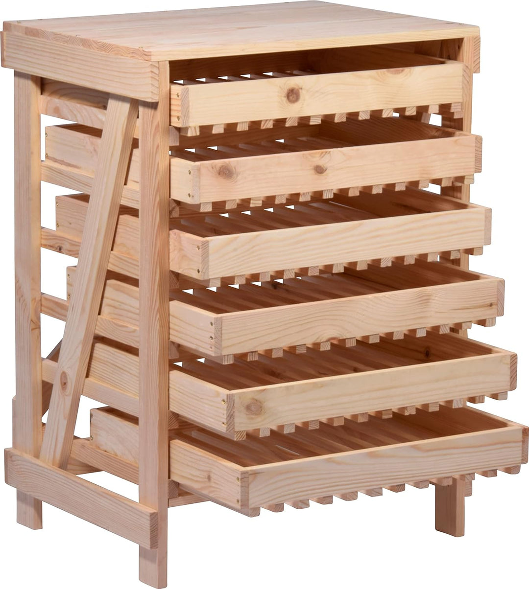 dobar® Green Label 29024FSCe Apfelstiege mit 6 Schubladen | Obsthorde aus Massivholz | Vorratsregal
