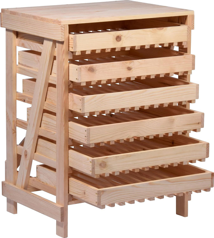 dobar® Green Label 29024FSCe Apfelstiege mit 6 Schubladen | Obsthorde aus Massivholz | Vorratsregal