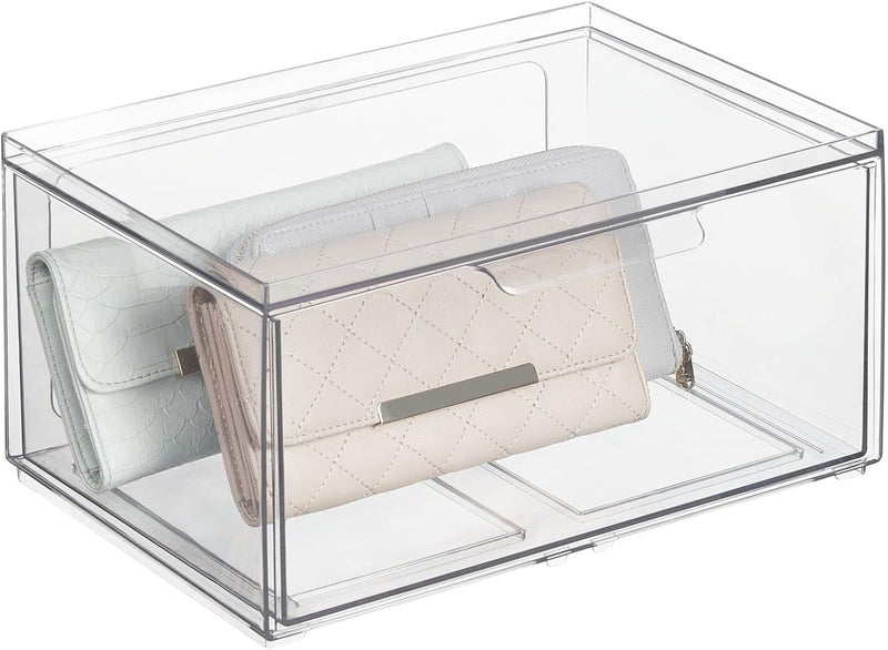 mDesign Weite Aufbewahrungsbox mit Schublade – stabile Schubladenbox aus Kunststoff für den Kleiders