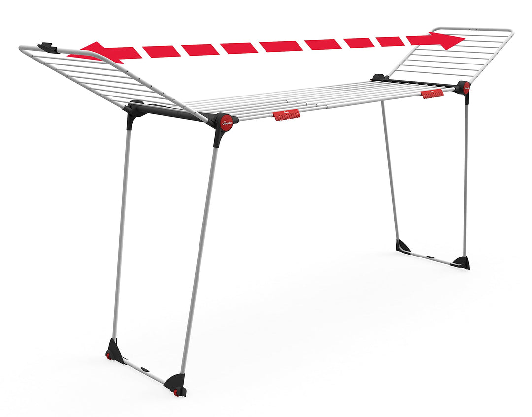 Vileda Infinity Flex Plus Wäscheständer, bis zu 2m ausziehbares Mittelteil, 30m Trockenleine, hohe F
