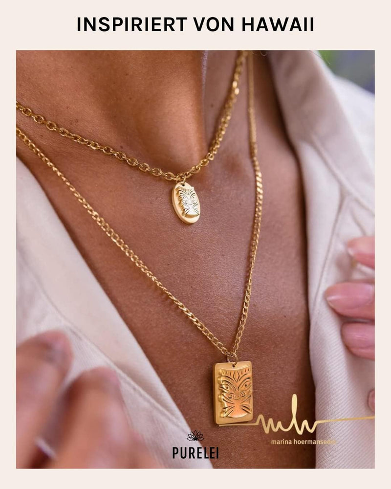 Purelei® Mask Kette (Gold), Damen Halskette aus langlebigem Edelstahl, Wasserfester Schmuck mit Mask