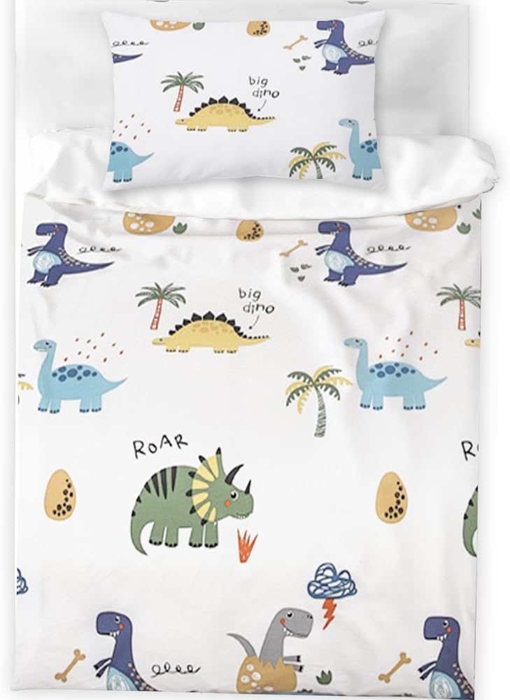 DASIAUTOEM Kinderbettwäsche, 100x135 Baby Bettwäsche Komplettset, Dinosaurier Bettwäsche,100% Polyes