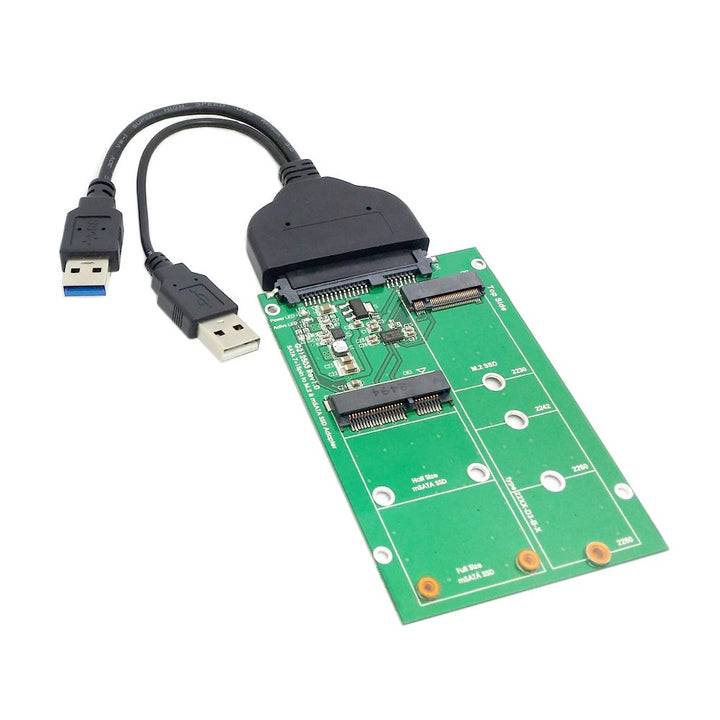 CY USB 3.0 to SATA Adapter 22pin 2.5" Hard Disk to 2 in 1 Combo Mini PCI- E 2 Lane M.2 NGFF & mSATA