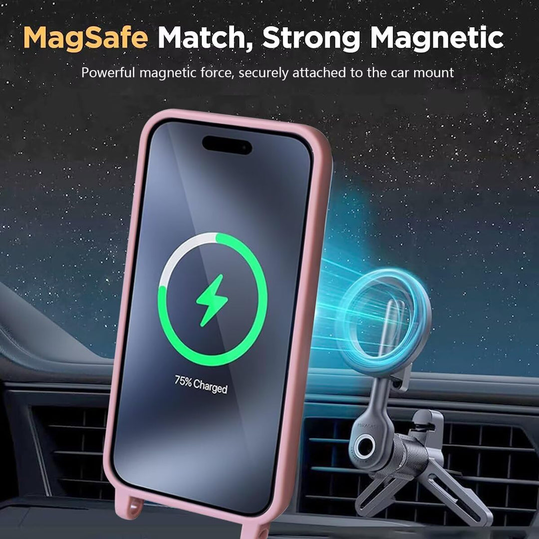 Handykette für iPhone 14 Hülle mit Band [Kompatibel mit Magsafe] Flüssig Silikon Necklace Handyhülle