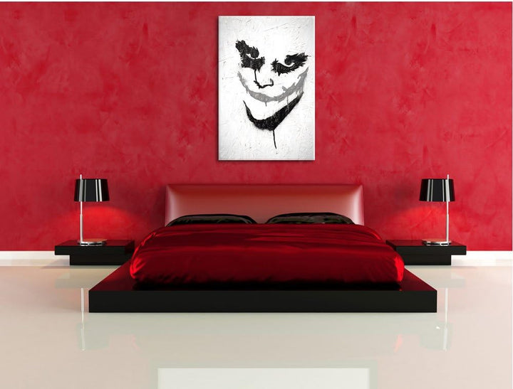 Joker Kohle Effekt, Format: 100x70 auf Leinwand, XXL riesige Bilder fertig gerahmt mit Keilrahmen, K